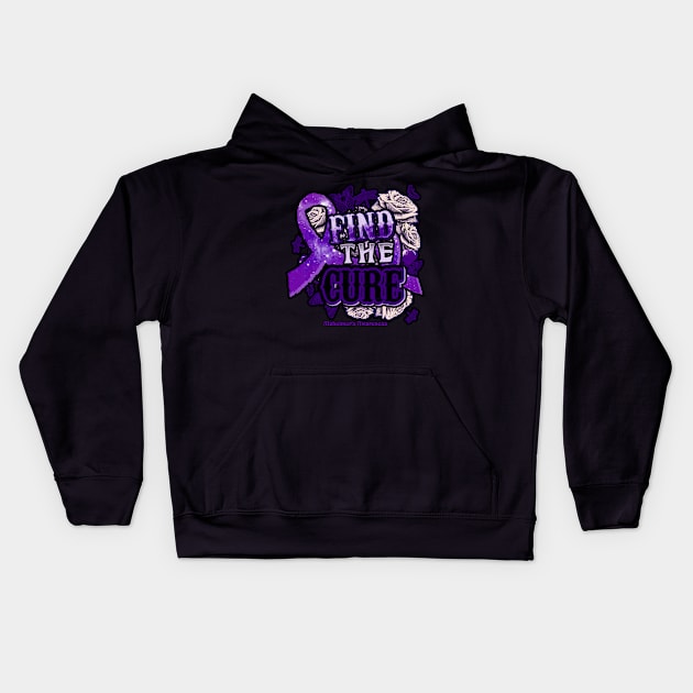 Fight The Cure Alzheimer's awareness Purple Ribbon and Roses Supporting warrior, gift for survivor fighting Alzheimer's Kids Hoodie by R@store